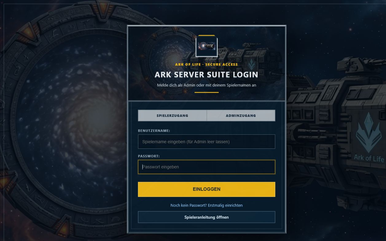 Login der Ark Server Suite
